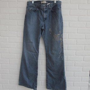 Vintage 90s GAP Medium Wash Low Rise Flare Jeans Pheonix Stud Pattern Size 12